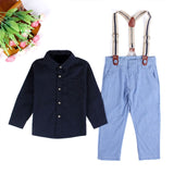 Toddler Boys 2Pc Shirt & Pants with Suspenders, Fashion Gentleman Set