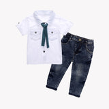 Toddler Boys Stylish 3Pc Shirt, Scarf & Jeans Set