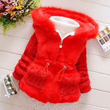 Baby Girls Fashion Plush, Thick & Warm Hooded Sweater Coats.