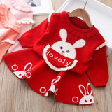 Baby Girls 2Pc Cartoon Bunny Sweater & Cute Skirt Set