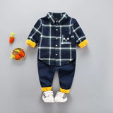 Baby Boys 2Pc Thick Velvety Flannel Shirt and Jeans Combo.