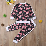 Baby Girls Sporty Floral Print Long Sleeve Sweatshirt and Pant Set