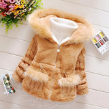 Baby Girls Fashion Plush, Thick & Warm Hooded Sweater Coats.