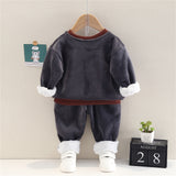 Kids 2Pc, Fleece Lined Cartoon Bear Pullover Sweater and Pant Set