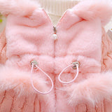 Baby Girls Fashion Plush, Thick & Warm Hooded Sweater Coats.