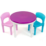 Kids Durable 2-in-1 Plastic Round Activity Table and 2 Chairs Set
