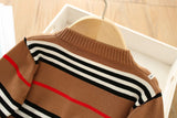 Baby Girls Stylish Striped Sweater and Pleaded Skirt Set