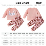 Baby Girl 2Pc Animal Embroidered Long-sleeve Fuzzy Sweatshirt and Leopard Pants Set