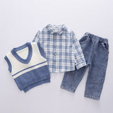 Kids 3Pcs Sweater Vest, shirt, & Pants Sets, For Both Girls & Boys