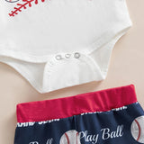 Baby Boys 3Pc White Short Sleeve "New Player In Town" Onesie, Baseball Print Pants & Hat Set