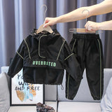 Boys Drawstring Hooded Half Zip Jacket and Matching Pant Set