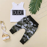 Baby Boy 2Pc Fashion Tank Top & Camouflage Pants Set.