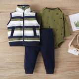 Baby Boys Stylish 3Pc Vest, Cotton Bodysuit and Pant Sets. Ages 3M~24M