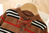 Baby Girls Stylish Striped Sweater and Pleaded Skirt Set