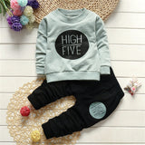 Baby Boy/Girl 2Pc "High Five" Print Pullover Sweater and Pants Set