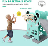 Kids Fun and Sturdy Indoor/Outdoor Slide w/ Basketball Hoop (Ball Included)