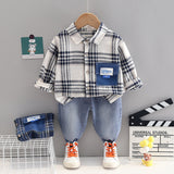 NEW Fashion, Baby Boys 2Pc Cotton Plaid Button Down Shirt and Jeans Sets