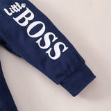 Babies "Little Boss" 2Pc Long Sleeve Hooded Onesie and Pant Set