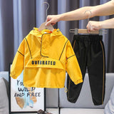 Boys Drawstring Hooded Half Zip Jacket and Matching Pant Set