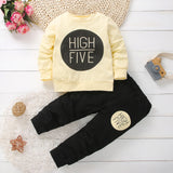 Baby Boy/Girl 2Pc "High Five" Print Pullover Sweater and Pants Set