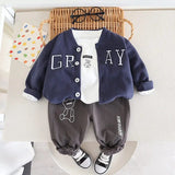 Kids 3Pc, Long Sleeve Shirt, Sweater and Pant Set.