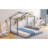 Kid's Twin Size Platform Bed House with Trundle