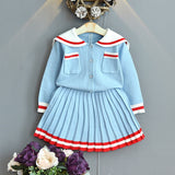 Girls Warm & Stylish 2Pc Knitted Sweaters and Pleaded Skirts Sets (Various Styles Available)