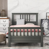 Kids Twin Size Wood Platform Bed with Headboard and Footboard