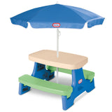 Easy Store Jr. Picnic Table with Umbrella for Kids, Blue & Green