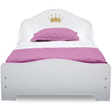 Princess Crown White/Pink Wood Toddler Bed