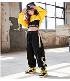 Girls Urban Hip Hop Style 3Pc Long Sleeve Cropped Shirt, Crop Top and Street Dance Cargo Pants Combo. (Each Item Also Available Separately)
