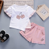 Girls 2Pc Short Sleeve Ice Cream or Cherry Print T-shirt and Shorts Set