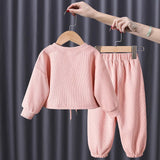 Baby Girls Trendy 2Pc Long Sleeve Cotton Pullover & Elastic Waist Jogger Set.