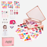 Girls Light Up Diamond Cosmetics Makeup Case with Princess Doll & Accessories Sets (2 Styles to Choose From)
