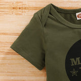 Newborn Baby, "Mama's Boy" 3Pc Short Sleeve Bodysuit, Camouflage Pants & Hat Set.