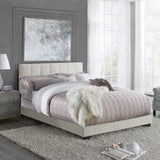 Reece Bed Frame With Channel Stitched Upholstered Headboard. Full, Queen & King Size.