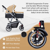Stylish 2 in 1 Foldable Convertible Baby Stroller, High Landscape w/Reversible Seat, Removable Footmuff, Adjustable Backrest & Canopy, For Ages 0-36 Months.