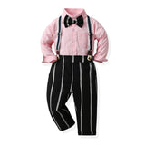 Toddler Boys Long Sleeve Bowtie Shirt & Suspenders Pant Fashion Set