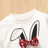 Baby Girls 2Pc Cotton Long-sleeve Cartoon Rabbit Print Sweatshirt and Floral Print Pants Set