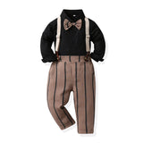 Toddler Boys Long Sleeve Bowtie Shirt & Suspenders Pant Fashion Set