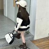 Baby Girls Sporty Letterman Cardigan Jacket and Pleated Skirt Set