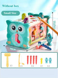 Baby Montessori Fishing Owl Learning Cube with Educational Clock, Kids Hammer Game, Music ,Puzzle and Piano Set