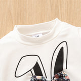 Baby Girls 2Pc Cotton Long-sleeve Cartoon Rabbit Print Sweatshirt and Floral Print Pants Set