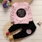 Baby Boy/Girl 2Pc "High Five" Print Pullover Sweater and Pants Set