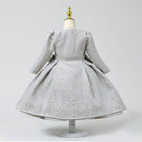 Girls Elegant 3pc Set Royal Ensemble. Long Sleeve Pearls Bowknot Jacket, Gown and Matching Purse.