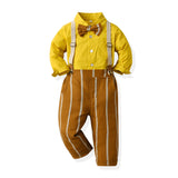 Toddler Boys Long Sleeve Bowtie Shirt & Suspenders Pant Fashion Set