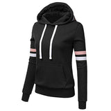 Girls Hooded Stripe Pullover Sweatshirt With Pockets