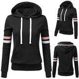 Girls Hooded Stripe Pullover Sweatshirt With Pockets