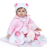 Pretty In Pink, 22" Beautiful Baby Girl Reborn Baby Doll in Teddy Bear Outfit.