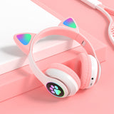 Noise Cancelling Wireless Headphones with RGB Led Light, Foldable Soft Memory Earmuffs, Bluetooth 5.0